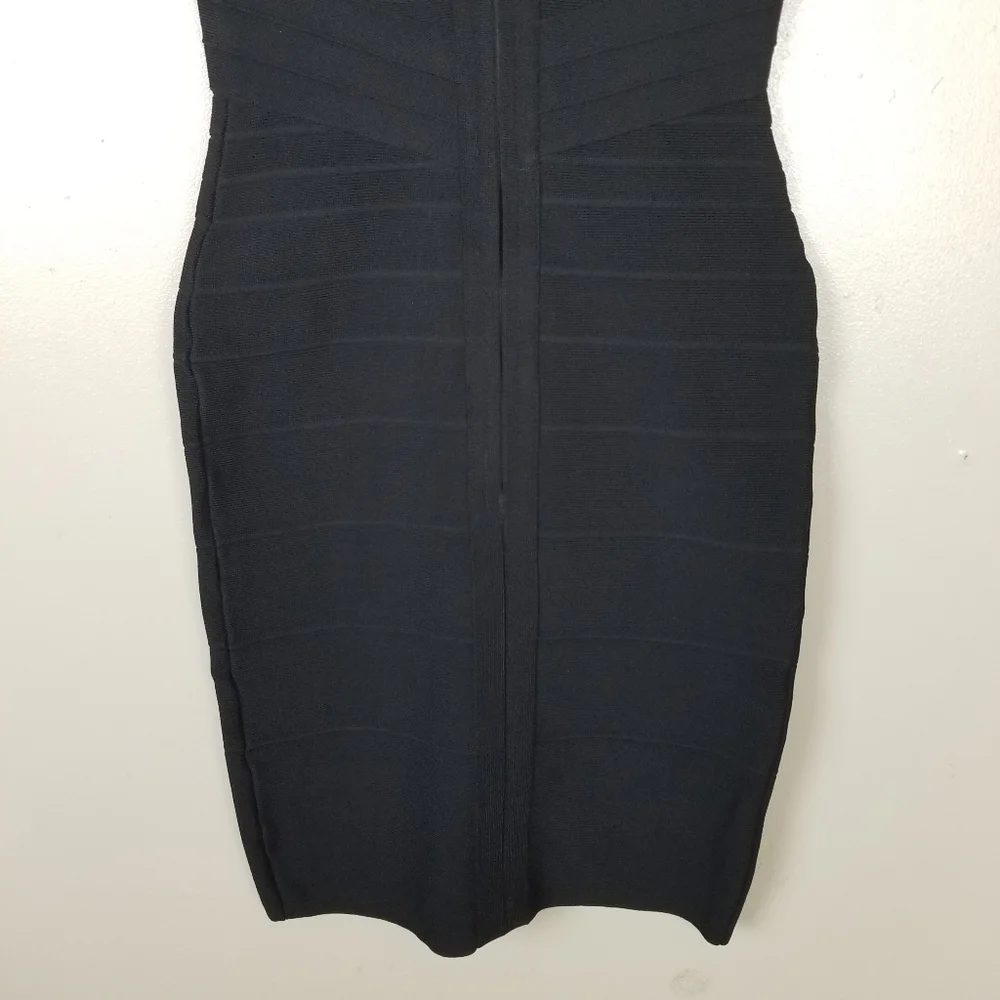 HERVE LEGER Y2K Sweetheart Neck Black Bandage Mini Bodycon Dress Sleeveless S - Picture 6 of 11